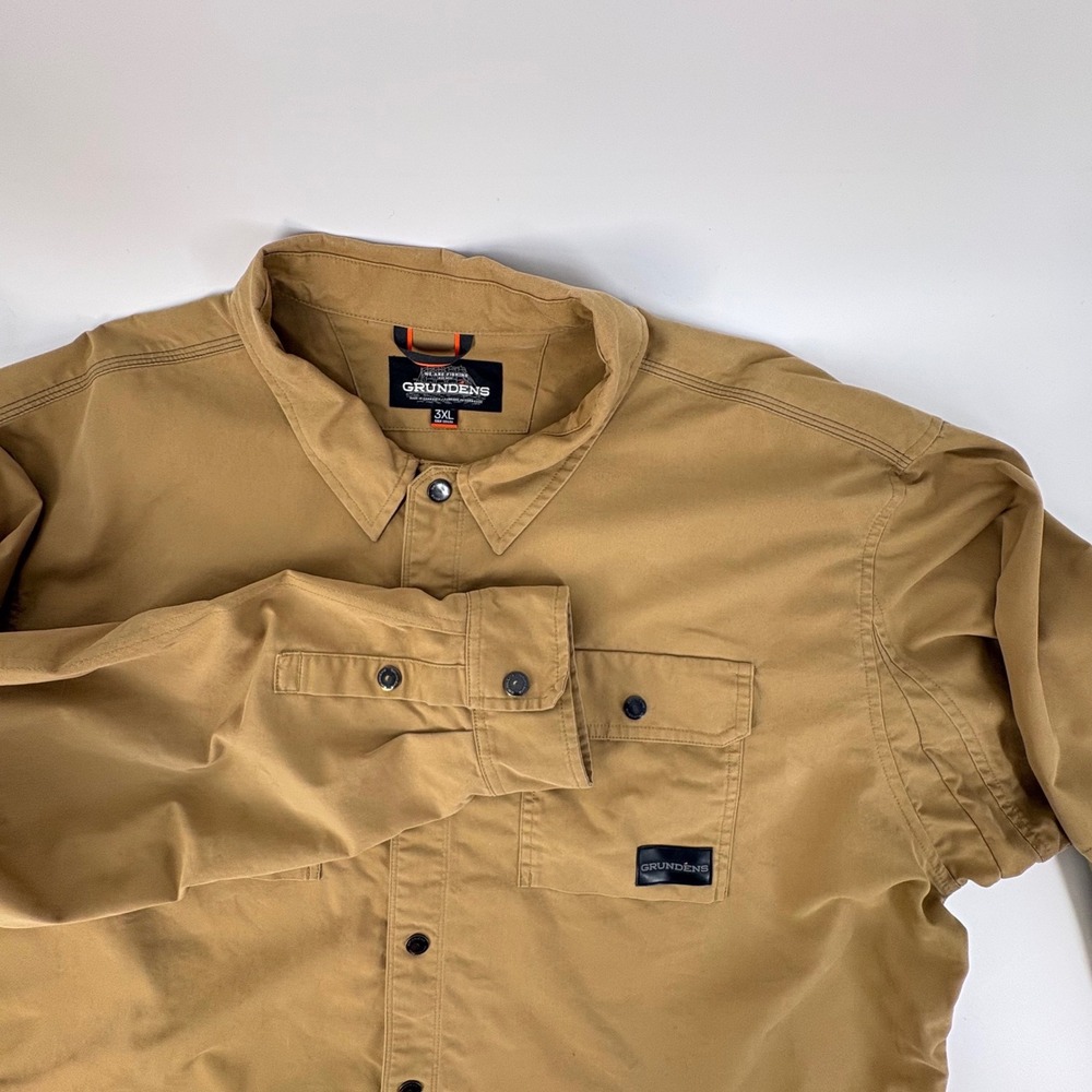 Grundens Mens 3XL Khaki Tan Long Sleeve Button Down Work Fishing Shirt 40108